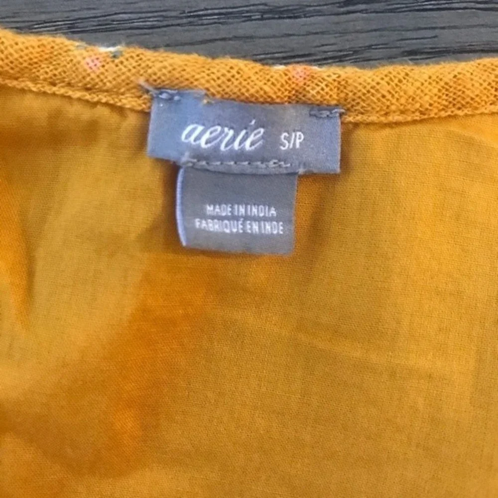 Aerie Golden Yellow Floral Embroidered Tie Strap Romper - Small - Picture 5 of 7